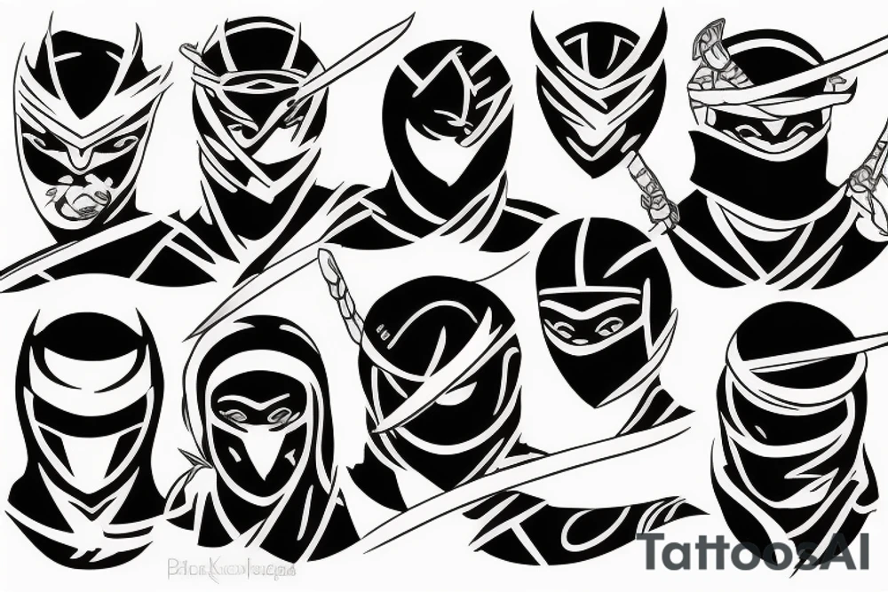 ninja blackwork tattoo idea