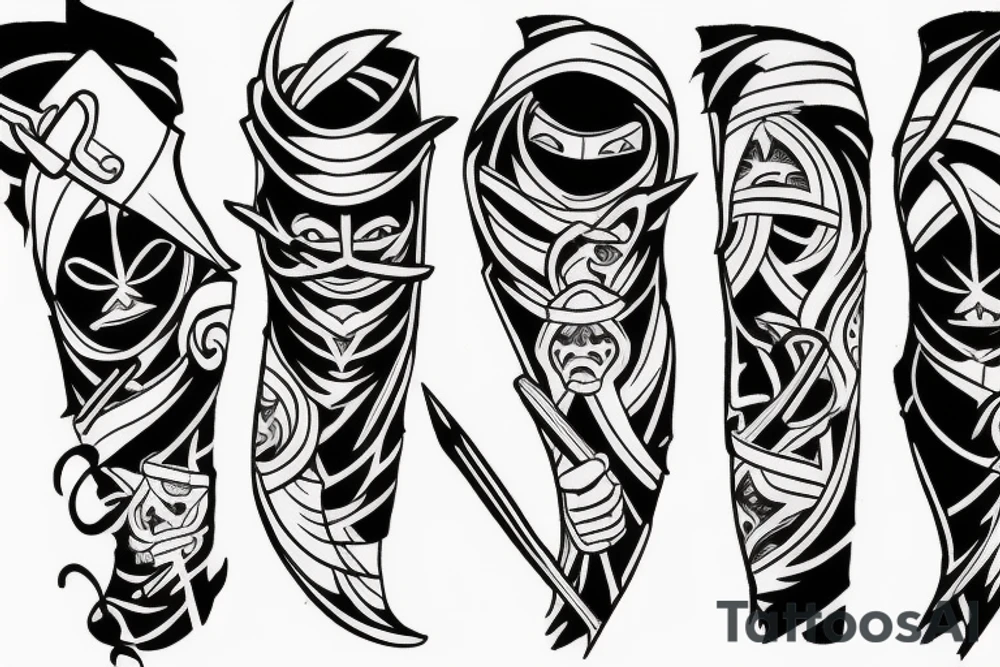 ninja blackwork tattoo idea