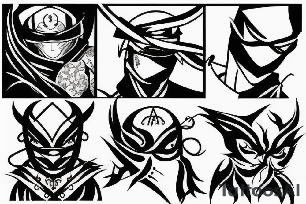 ninja blackwork tattoo idea