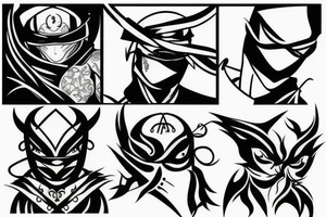 ninja blackwork tattoo idea
