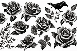 Black rose raven tattoo idea