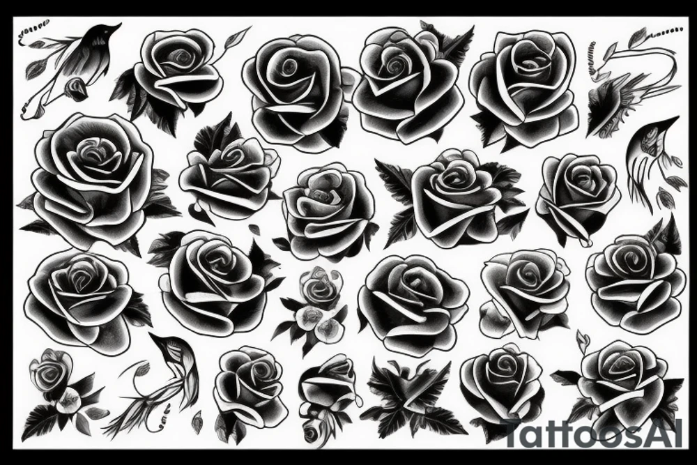 Black rose raven tattoo idea