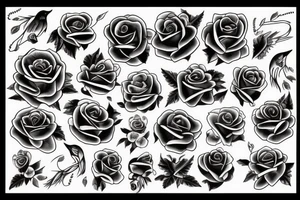 Black rose raven tattoo idea