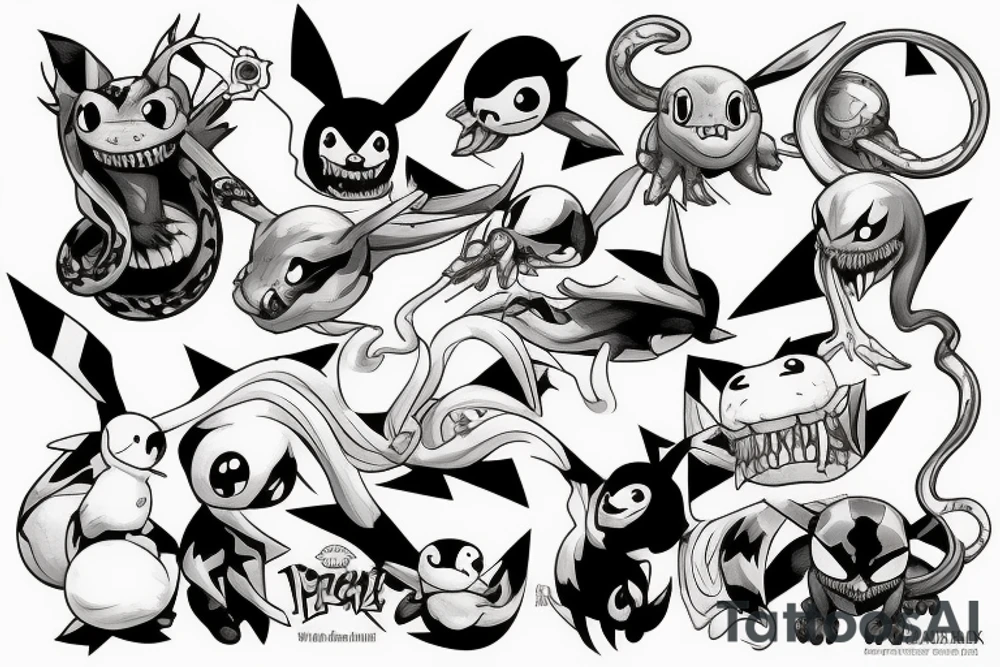 Un mélange de pikachu et de venom tattoo idea