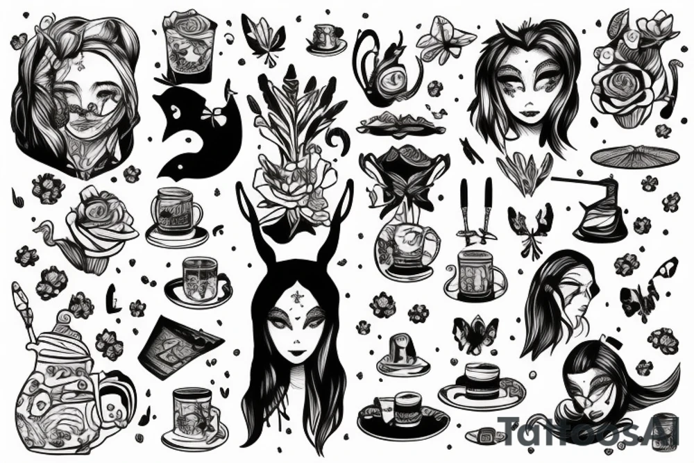 Theme Alice au pays des merveilles tattoo idea