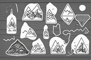 Un paysage de forêt et de montagne avec un ours tattoo idea