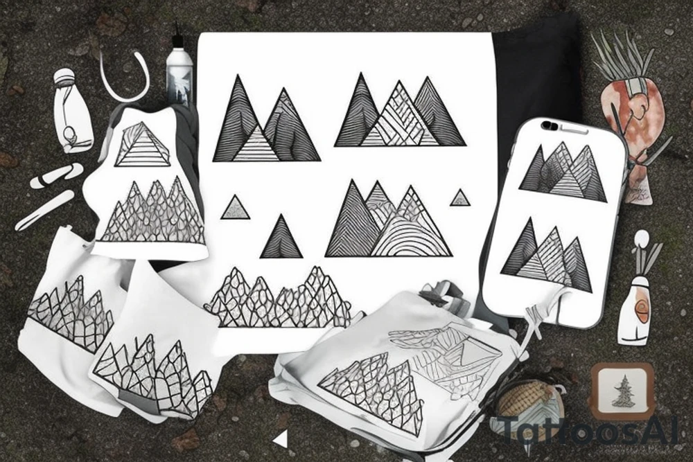 Un paysage de forêt et de montagne avec un ours tattoo idea