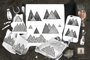 Un paysage de forêt et de montagne avec un ours tattoo idea