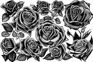 magical rose, fresh leaves tattoo idea