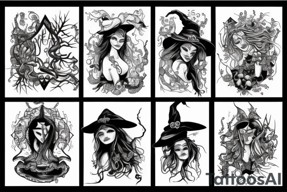burning witch tattoo idea
