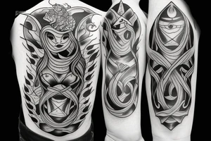 burning witch in fire tattoo idea