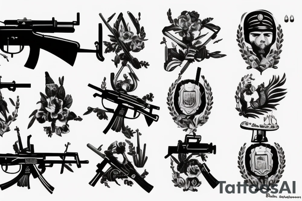german army solider war weapon ak47 tattoo idea