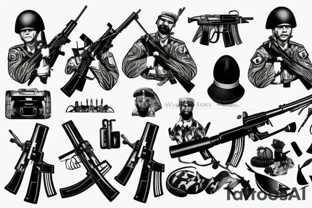 german army solider war weapon ak47 tattoo idea