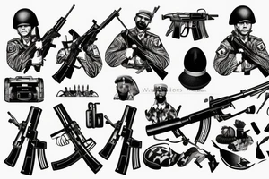 german army solider war weapon ak47 tattoo idea