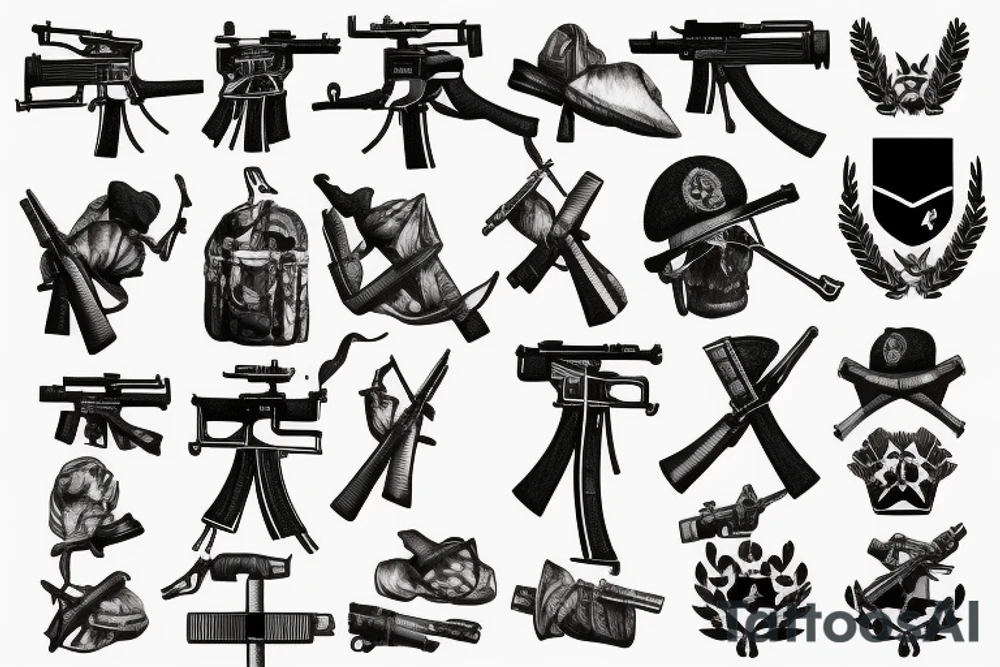 german army solider war weapon ak47 tattoo idea