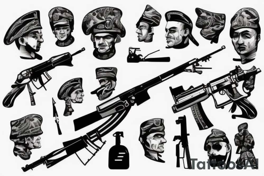 german army solider war headshot 
weapon ak47 tattoo idea