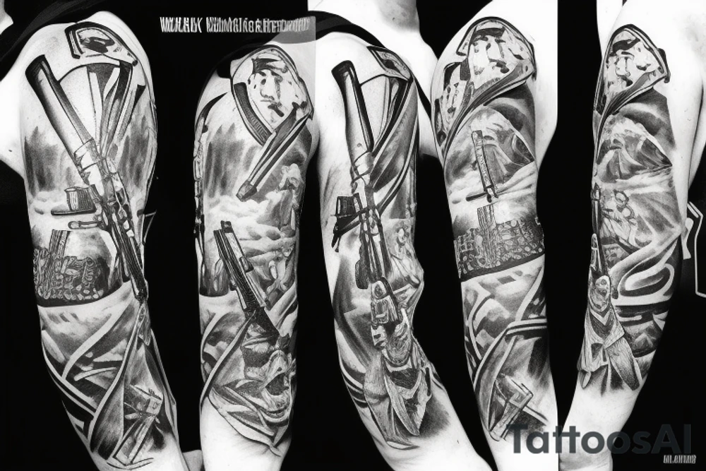 german army solider war headshot 
weapon ak47 tattoo idea
