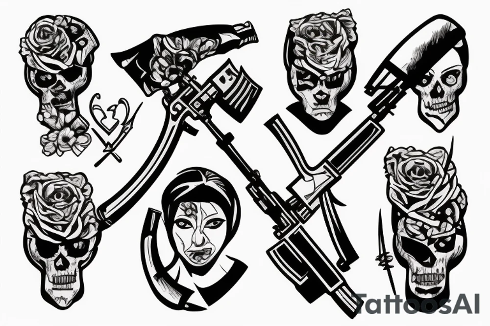 headshot with weapon ak47 tattoo idea
