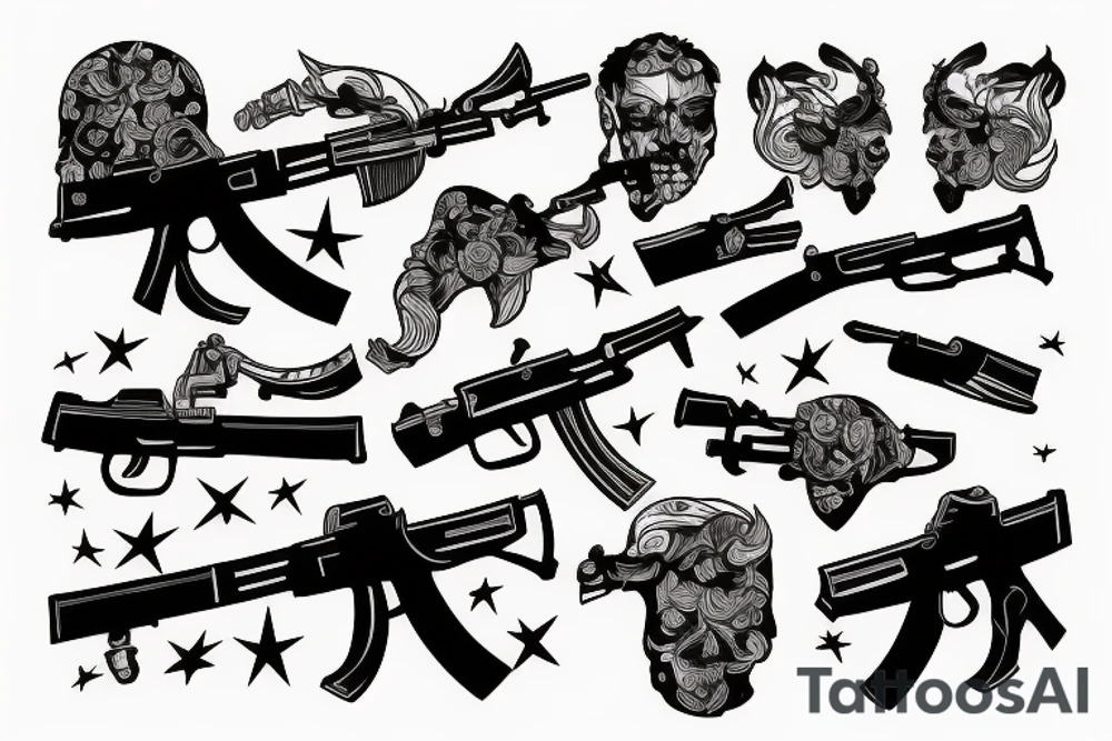 headshot with weapon ak47 tattoo idea