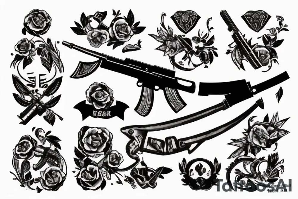 headshot with weapon ak47 tattoo idea