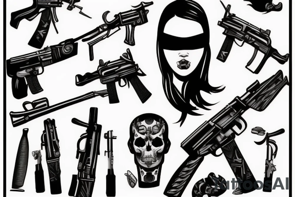 headshot with weapon ak47 tattoo idea