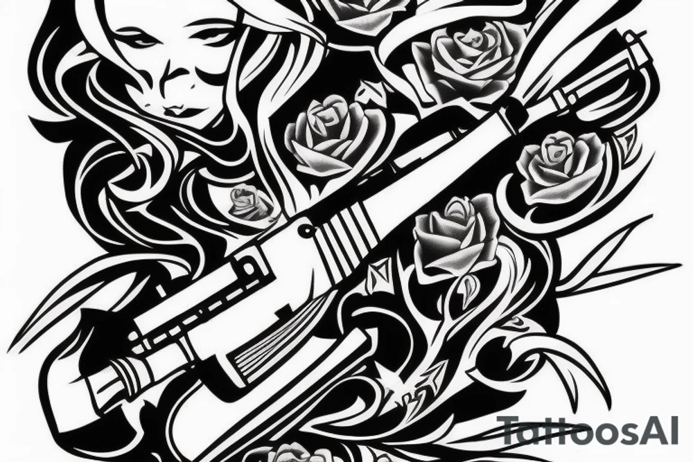 headshot with weapon ak47 tattoo idea