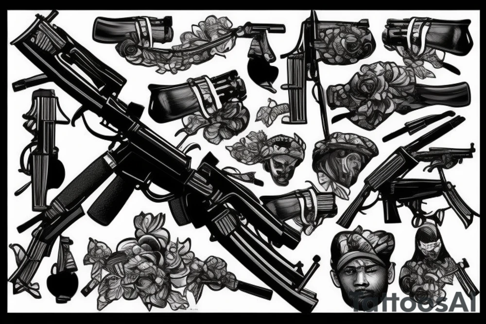 headshot with weapon ak47 tattoo idea