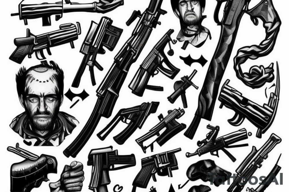 headshot with weapon ak47 tattoo idea