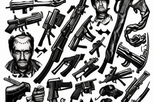 headshot with weapon ak47 tattoo idea