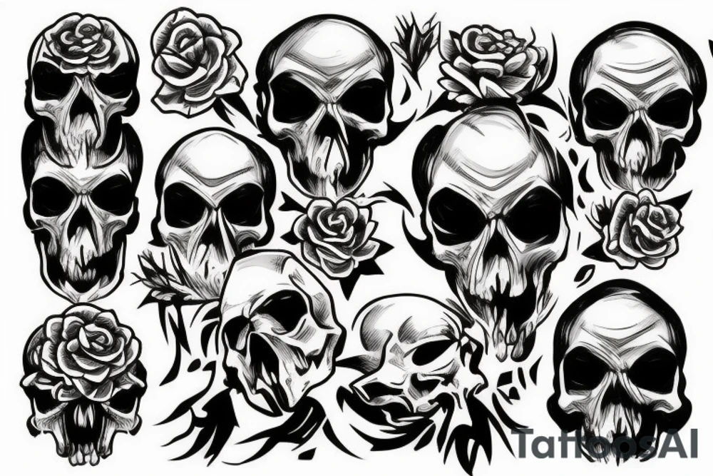 combat skull tattoo idea