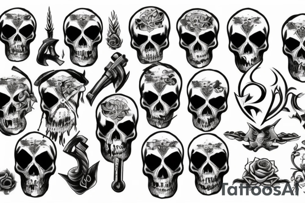 combat skull tattoo idea