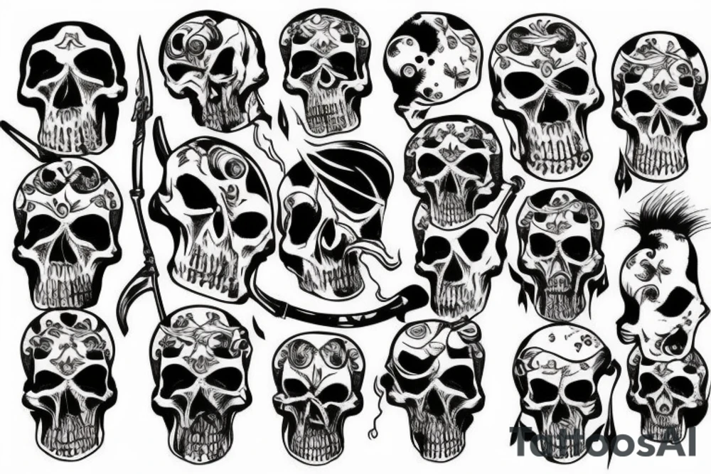 combat skull tattoo idea