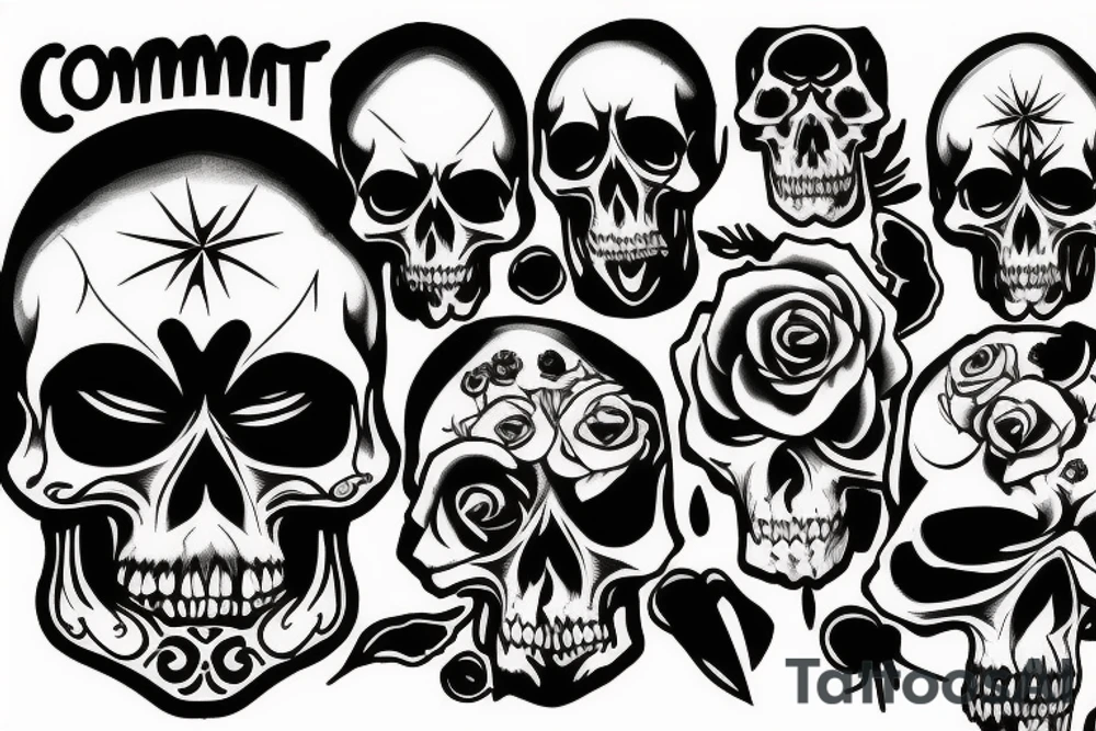 combat skull tattoo idea