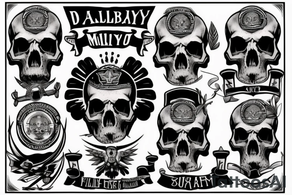 military skull tattoo idea