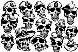 skull with army hat tattoo idea