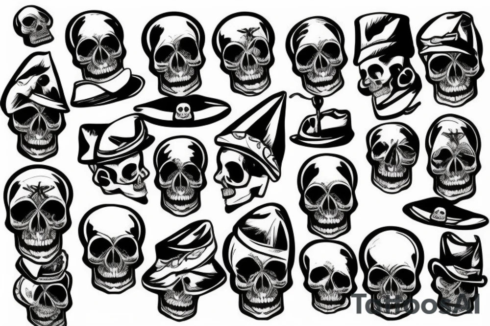 skull with army hat tattoo idea