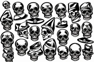 skull with army hat tattoo idea