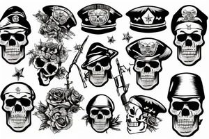 skull with army hat tattoo idea