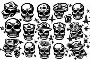skull with army hat tattoo idea