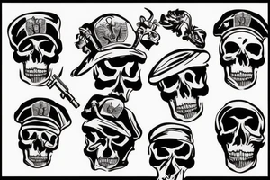 skull with army hat tattoo idea