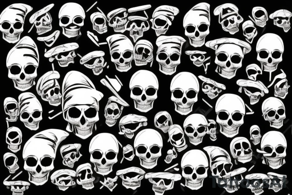 skull with army hat tattoo idea