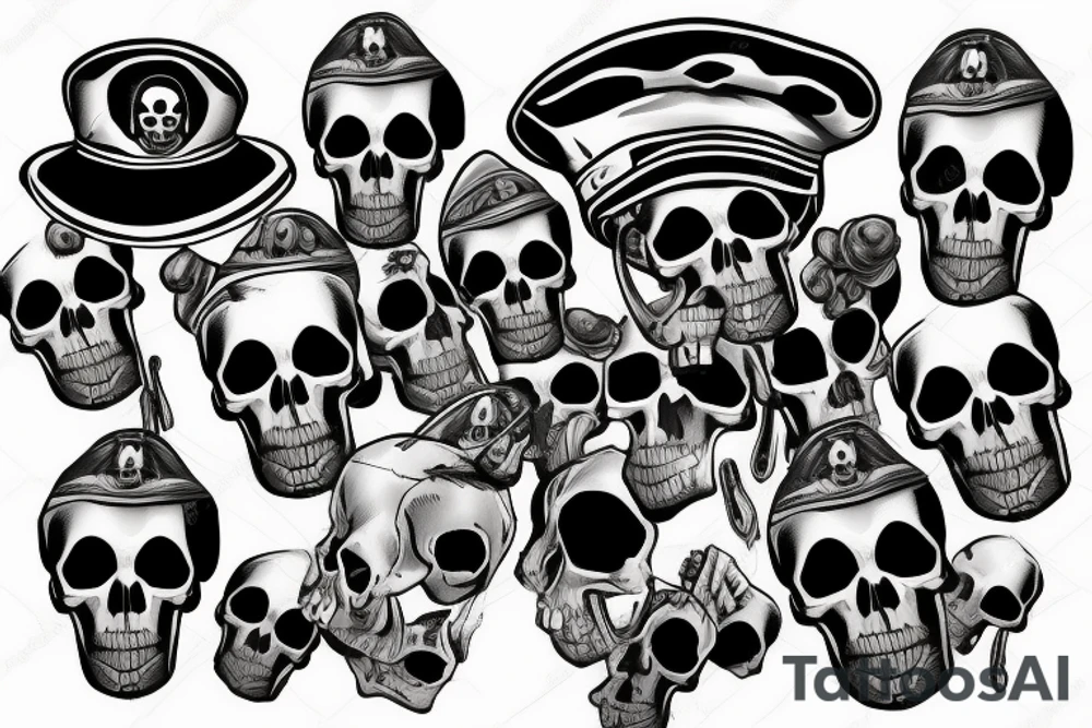 skull with army hat tattoo idea