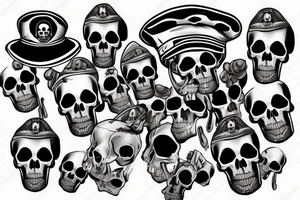 skull with army hat tattoo idea