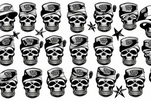 skull with army hat tattoo idea