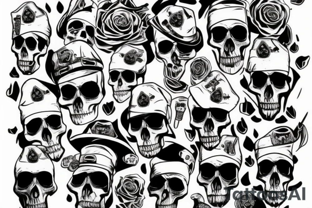 skull with army hat tattoo idea