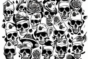skull with army hat tattoo idea