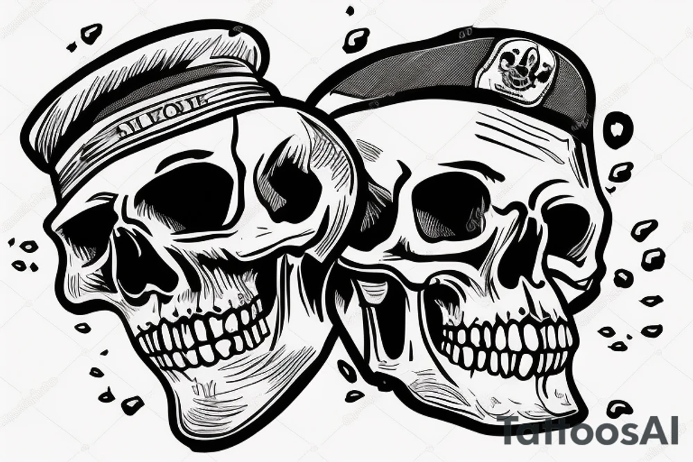 skull with army hat tattoo idea