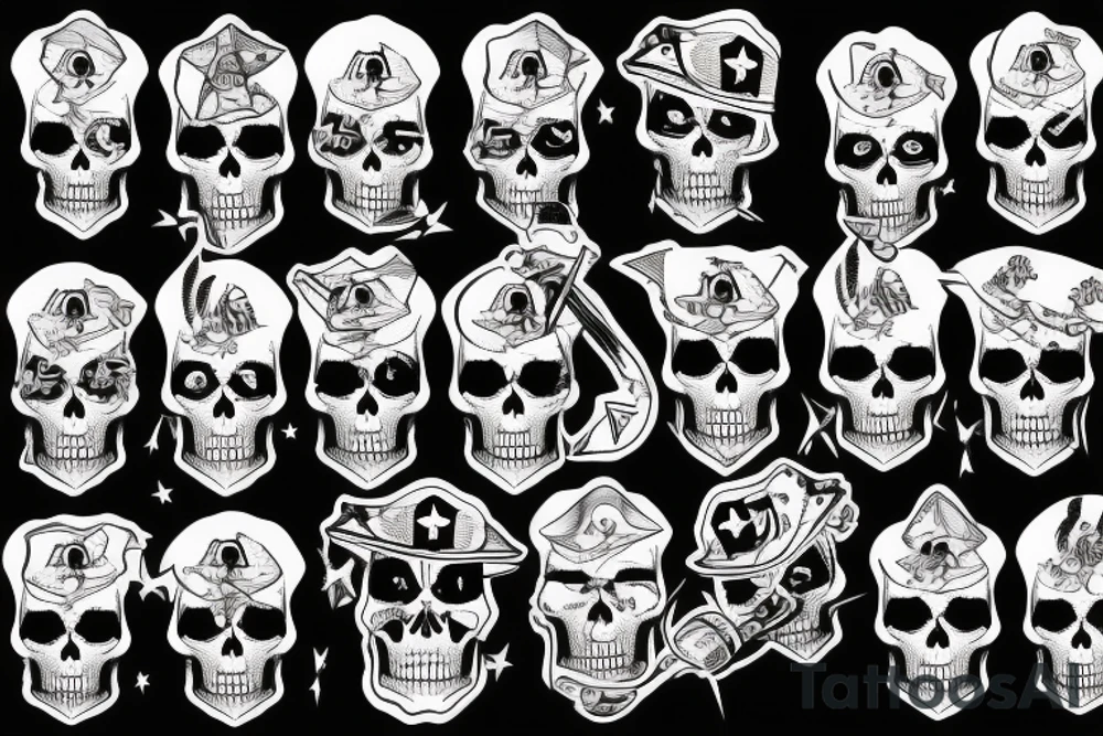 skull with army hat tattoo idea