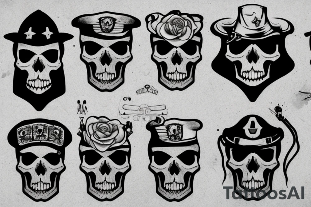 skull with army hat tattoo idea