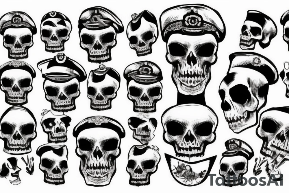 skull with army hat tattoo idea